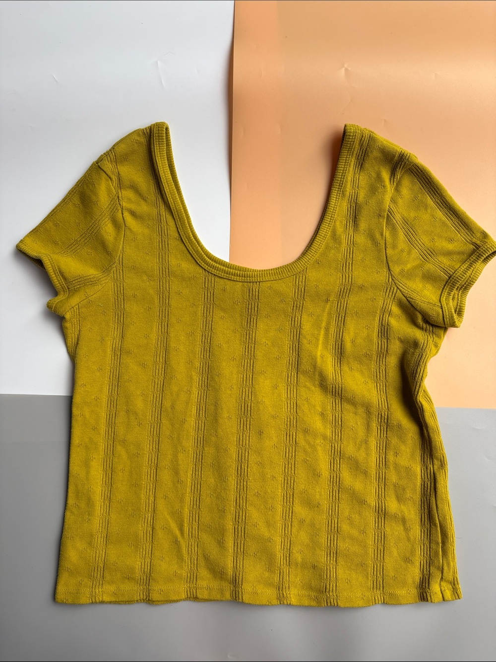 Madewell Mustard Scoop Neck Short Sleeve Knit Tee